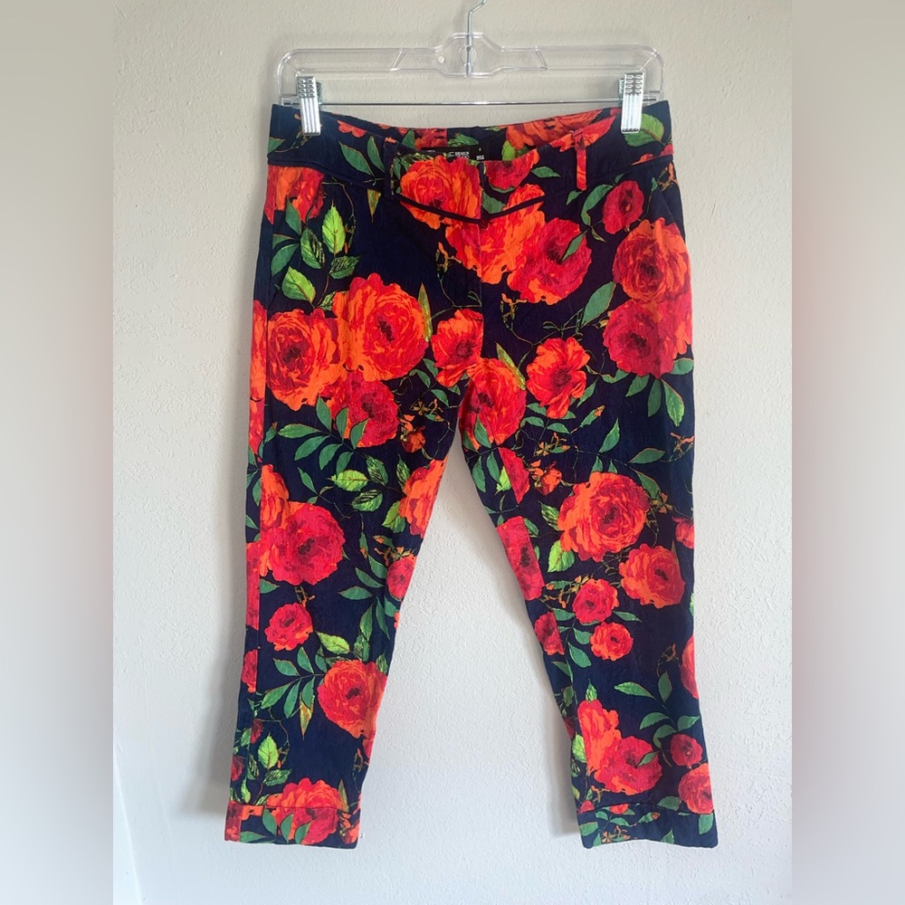 Seventh Avenue design studio floral blue and red cropped Pants sz 2